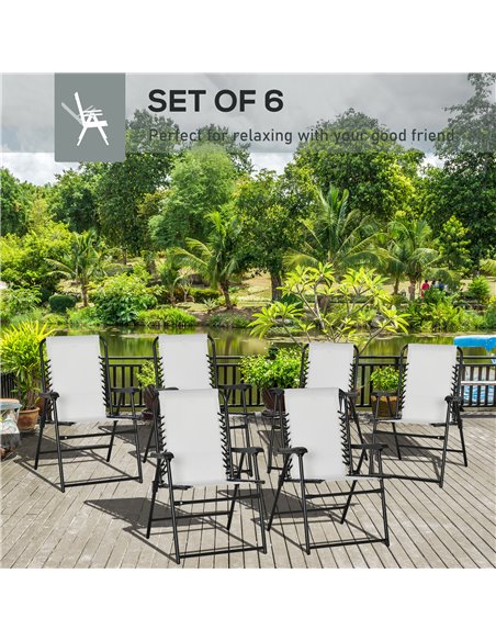 Outsunny Set of 6 Patio Folding Chair Set, Garden Portable Chairs w/ Armrest, Breathable Mesh Fabric Seat, Backrest, for Camping - pic 45997 | FastDaddyshop