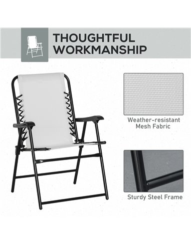 Outsunny Set of 6 Patio Folding Chair Set, Garden Portable Chairs w/ Armrest, Breathable Mesh Fabric Seat, Backrest, for Camping