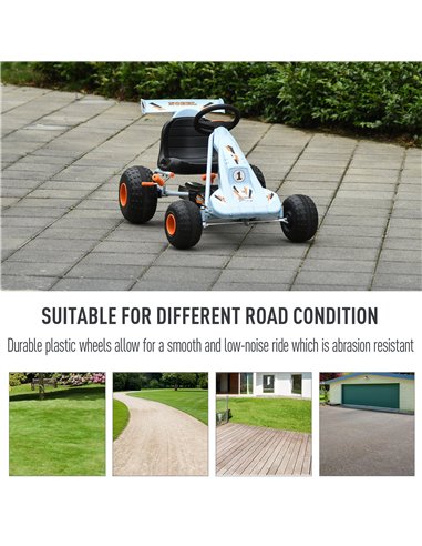 HOMCOM Kids Adjustable Seat PP Pedal Go-Kart Blue/Orange