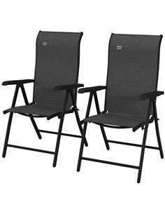 Outsunny Set of 2 Outdoor Wicker Folding Chairs, Grey 861-056GY