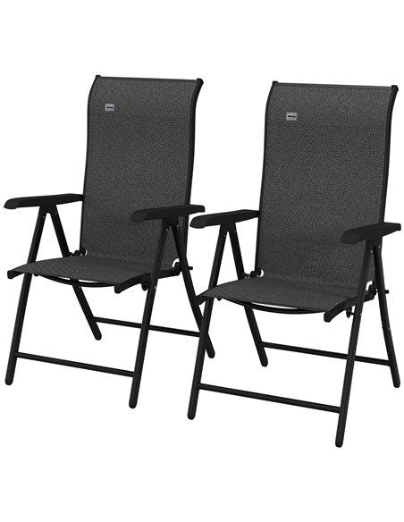 Outsunny Set of 2 Outdoor Wicker Folding Chairs, Grey 861-056GY - pic 46003 | FastDaddyshop