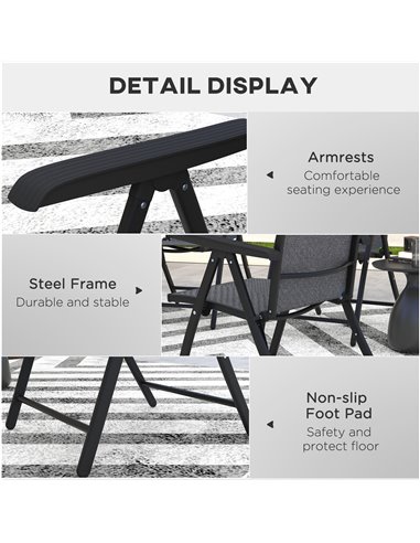 Outsunny Set of 2 Outdoor Wicker Folding Chairs, Patio PE Rattan Dining Armrests Chair set with 7 Levels Adjustable Backrest, fo