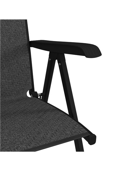 Outsunny Set of 2 Outdoor Wicker Folding Chairs, Patio PE Rattan Dining Armrests Chair set with 7 Levels Adjustable Backrest, fo - pic 46011 | FastDaddyshop