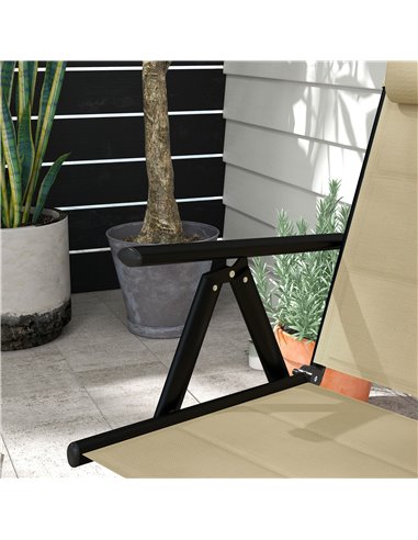 Outsunny Set of 2 Patio Folding Chairs w/ Adjustable Back, Garden Dining Chairs w/ Breathable Mesh Fabric Padded Seat, Backrest,