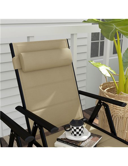 Outsunny Set of 2 Patio Folding Chairs w/ Adjustable Back, Garden Dining Chairs w/ Breathable Mesh Fabric Padded Seat, Backrest, - pic 46019 | FastDaddyshop