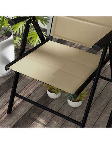 Outsunny Set of 2 Patio Folding Chairs w/ Adjustable Back, Garden Dining Chairs w/ Breathable Mesh Fabric Padded Seat, Backrest,