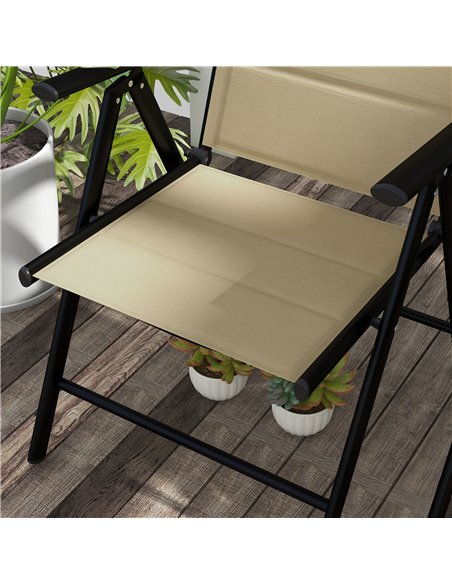 Outsunny Set of 2 Patio Folding Chairs w/ Adjustable Back, Garden Dining Chairs w/ Breathable Mesh Fabric Padded Seat, Backrest, - pic 46020 | FastDaddyshop