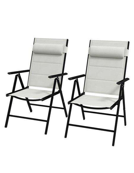 Outsunny Set of 2 Patio Folding Chairs with Adjustable Back, Light Grey 84G-383V70LG - pic 46021 | FastDaddyshop