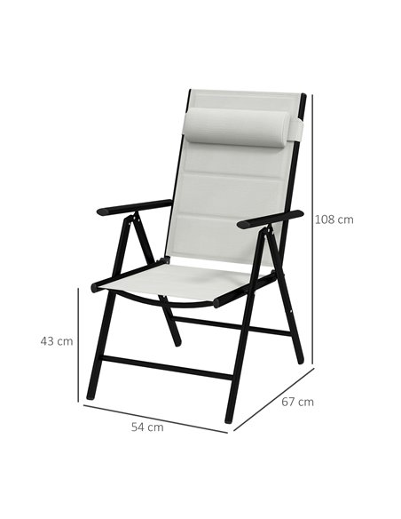Outsunny Set of 2 Patio Folding Chairs with Adjustable Back, Light Grey 84G-383V70LG - pic 46023 | FastDaddyshop