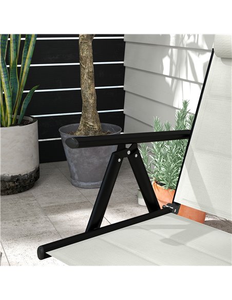 Outsunny Set of 2 Patio Folding Chairs w/ Adjustable Back, Garden Dining Chairs w/ Breathable Mesh Fabric Padded Seat, Backrest, - pic 46027 | FastDaddyshop
