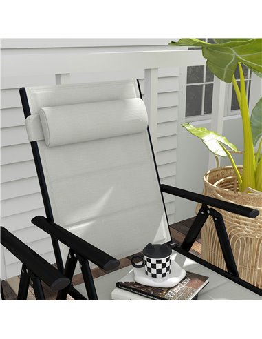 Outsunny Set of 2 Patio Folding Chairs w/ Adjustable Back, Garden Dining Chairs w/ Breathable Mesh Fabric Padded Seat, Backrest,