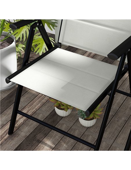 Outsunny Set of 2 Patio Folding Chairs w/ Adjustable Back, Garden Dining Chairs w/ Breathable Mesh Fabric Padded Seat, Backrest, - pic 46029 | FastDaddyshop