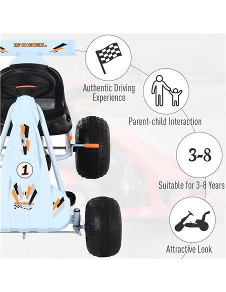 HOMCOM Kids Adjustable Seat PP Pedal Go-Kart Blue/Orange - pic 4603 | FastDaddyshop