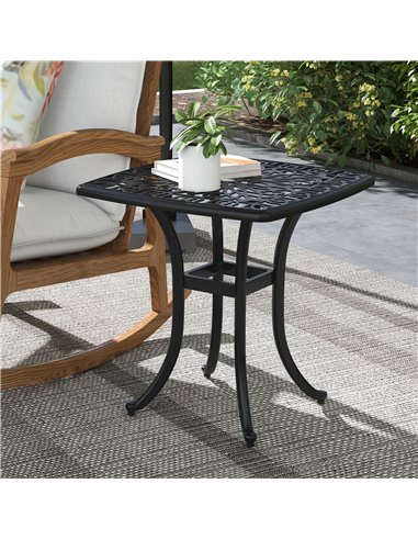 Outsunny Outdoor Cast Aluminium Bistro Square Table, Black 84G-310V00BK