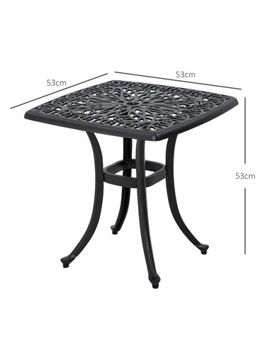 Outsunny Outdoor Cast Aluminium Bistro Square Table, Black 84G-310V00BK