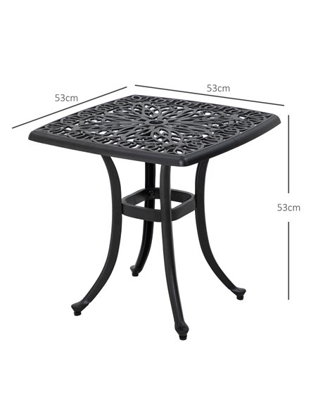Outsunny Outdoor Cast Aluminium Bistro Square Table, Black 84G-310V00BK - pic 46032 | FastDaddyshop