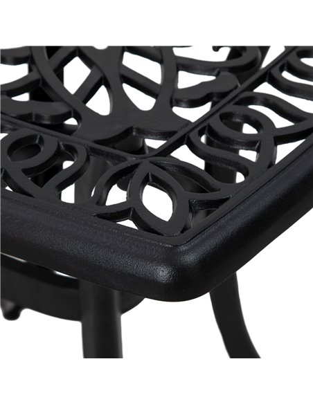 Outsunny Cast Aluminium Bistro Table, Outdoor Square Side Table with Umbrella Hole, Garden Table for Balcony, Poolside, Black 84 - pic 46037 | FastDaddyshop
