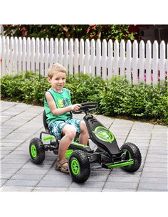 HOMCOM Children Pedal Go Kart, Racing Go Cart with Adjustable Seat, Inflatable Tyres, Shock Absorb, Handbrake, for Boys and Girl