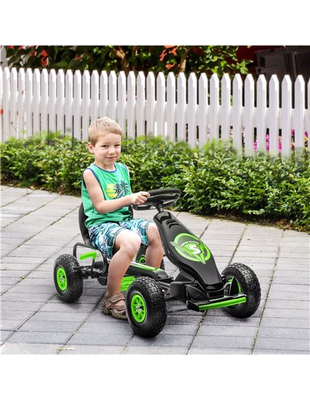 HOMCOM Children Pedal Go Kart, Racing Go Cart with Adjustable Seat, Inflatable Tyres, Shock Absorb, Handbrake, for Boys and Girl - pic 4604 | FastDaddyshop