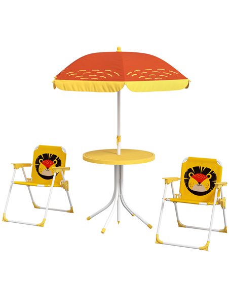 Outsunny Kids Picnic Table and Chair Set Lion Themed, Yellow 3E3-004V00YL - pic 46048 | FastDaddyshop