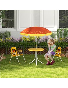Outsunny Kids Picnic Table and Chair Set Lion Themed, Yellow 3E3-004V00YL 2
