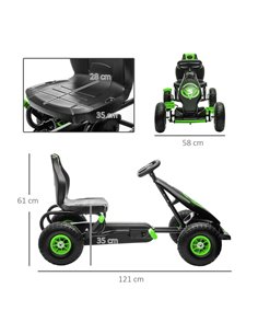 HOMCOM Children Pedal Go Kart, Racing Go Cart with Adjustable Seat, Inflatable Tyres, Shock Absorb, Handbrake, for Boys and Girl 2