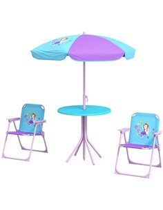 Outsunny Kids Picnic Table and Chair Set, Fairy Themed, Blue-Purple 3E3-005V00BU