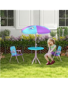 Outsunny Kids Picnic Table and Chair Set, Fairy Themed, Blue-Purple 3E3-005V00BU 2