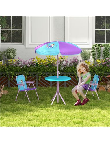 Outsunny Kids Picnic Table and Chair Set, Fairy Themed, Blue-Purple 3E3-005V00BU