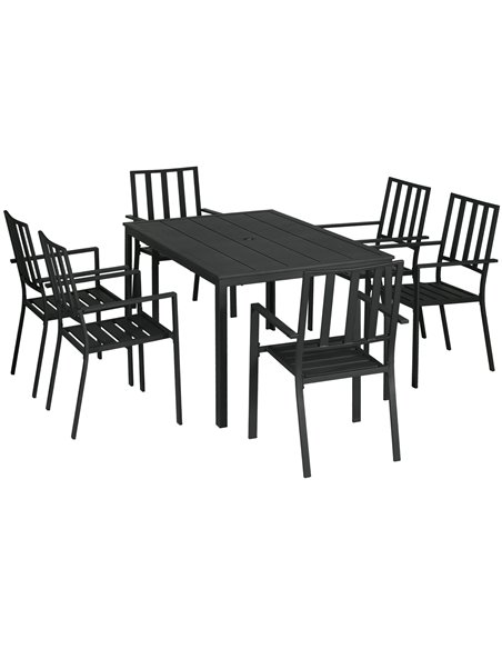 Outsunny Outdoor 7 Pieces Garden Dining Set, Black 84G-281V00BK - pic 46066 | FastDaddyshop