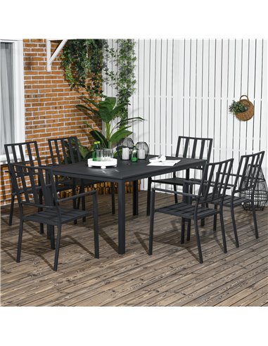 Outsunny Outdoor 7 Pieces Garden Dining Set, Black 84G-281V00BK