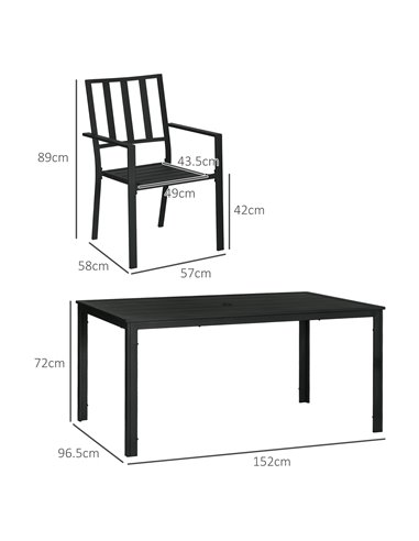 Outsunny Outdoor 7 Pieces Garden Dining Set, Black 84G-281V00BK