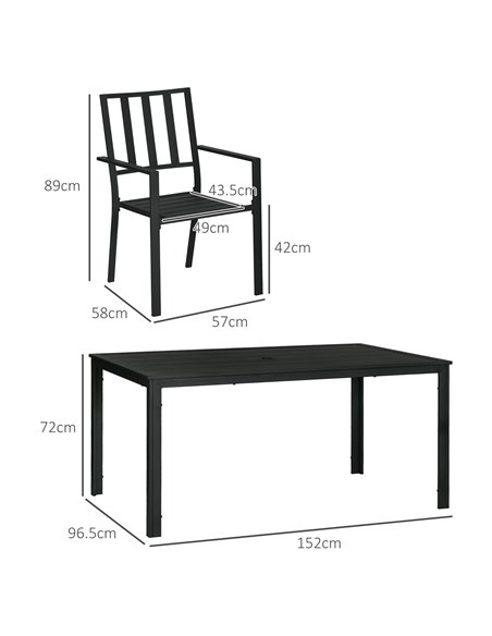 Outsunny Outdoor 7 Pieces Garden Dining Set, Black 84G-281V00BK - pic 46068 | FastDaddyshop