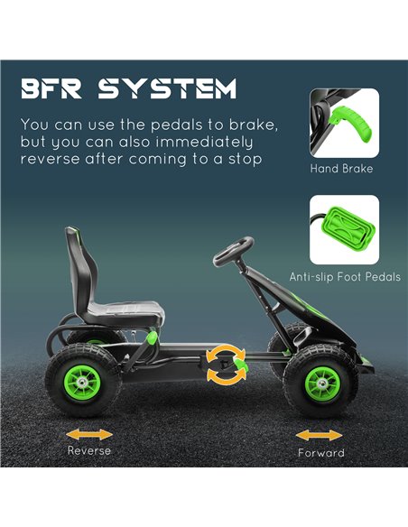HOMCOM Children Pedal Go Kart, Racing Go Cart with Adjustable Seat, Inflatable Tyres, Shock Absorb, Handbrake, for Boys and Girl - pic 4607 | FastDaddyshop