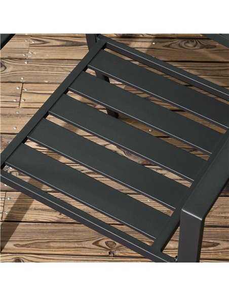 Outsunny 7 Pieces Garden Dining Set, Outdoor Table and 6 Stackable Chairs, Metal Top Table with Umbrella Hole, Black 84G-281V00B - pic 46072 | FastDaddyshop