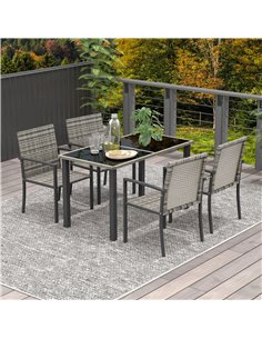 Outsunny Outdoor 5 Pieces Patio Dining Set, Mixed Grey 861-094V00GG 2