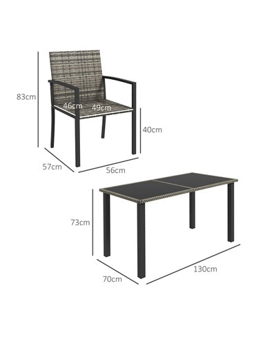 Outsunny Outdoor 5 Pieces Patio Dining Set, Mixed Grey 861-094V00GG