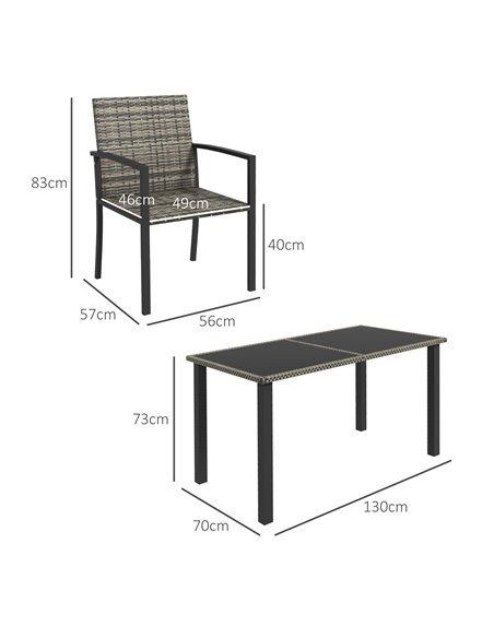 Outsunny Outdoor 5 Pieces Patio Dining Set, Mixed Grey 861-094V00GG - pic 46077 | FastDaddyshop