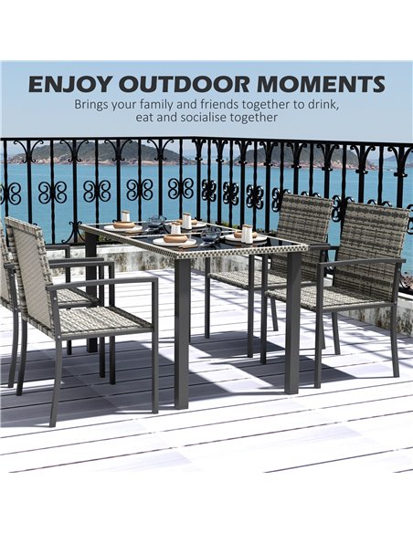 Outsunny Outdoor Dining Set 5 Pieces Patio Conservatory with Tempered Glass Tabletop,4 Dining Chairs - Mixed Grey 861-094V00GG - pic 46078 | FastDaddyshop
