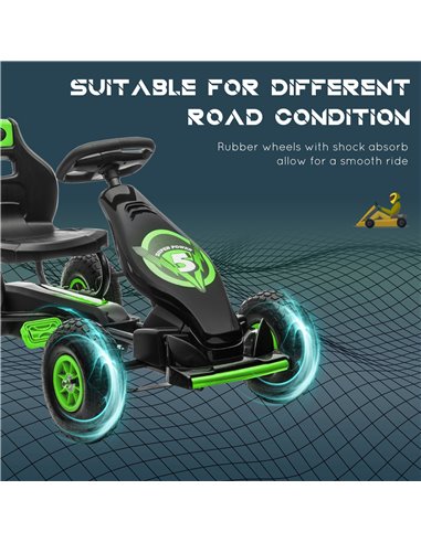 HOMCOM Children Pedal Go Kart, Racing Go Cart with Adjustable Seat, Inflatable Tyres, Shock Absorb, Handbrake, for Boys and Girl