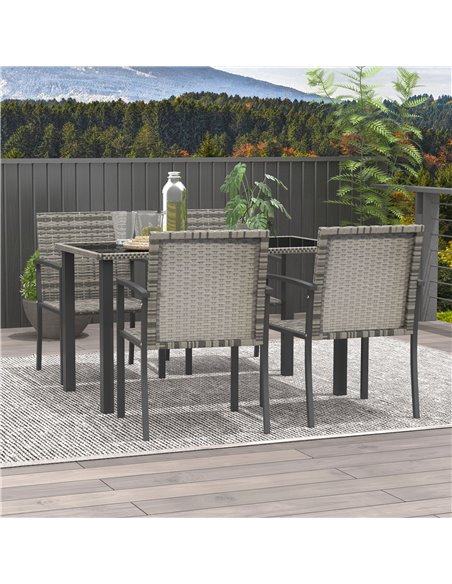 Outsunny Outdoor Dining Set 5 Pieces Patio Conservatory with Tempered Glass Tabletop,4 Dining Chairs - Mixed Grey 861-094V00GG - pic 46081 | FastDaddyshop
