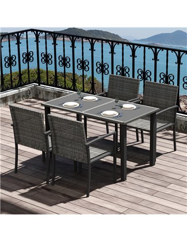 Outsunny Outdoor 5 Pieces Patio Dining Set, Grey 861-094V00GY