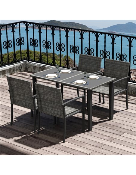 Outsunny Outdoor 5 Pieces Patio Dining Set, Grey 861-094V00GY - pic 46085 | FastDaddyshop
