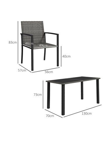 Outsunny Outdoor 5 Pieces Patio Dining Set, Grey 861-094V00GY