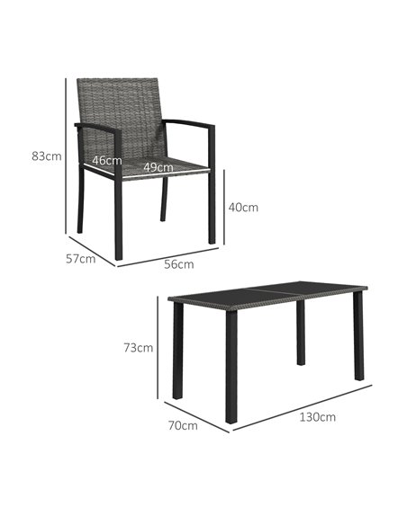 Outsunny Outdoor 5 Pieces Patio Dining Set, Grey 861-094V00GY - pic 46086 | FastDaddyshop