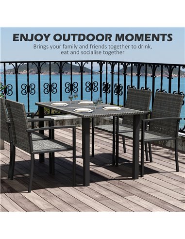 Outsunny Outdoor Dining Set 5 Pieces Patio Conservatory with Tempered Glass Tabletop,4 Dining Chairs - Grey 861-094V00GY