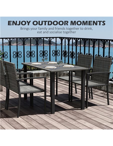 Outsunny Outdoor Dining Set 5 Pieces Patio Conservatory with Tempered Glass Tabletop,4 Dining Chairs - Grey 861-094V00GY - pic 46087 | FastDaddyshop