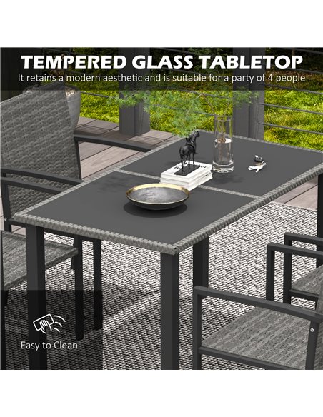 Outsunny Outdoor Dining Set 5 Pieces Patio Conservatory with Tempered Glass Tabletop,4 Dining Chairs - Grey 861-094V00GY - pic 46088 | FastDaddyshop