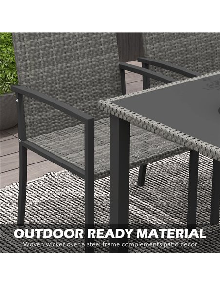 Outsunny Outdoor Dining Set 5 Pieces Patio Conservatory with Tempered Glass Tabletop,4 Dining Chairs - Grey 861-094V00GY - pic 46089 | FastDaddyshop