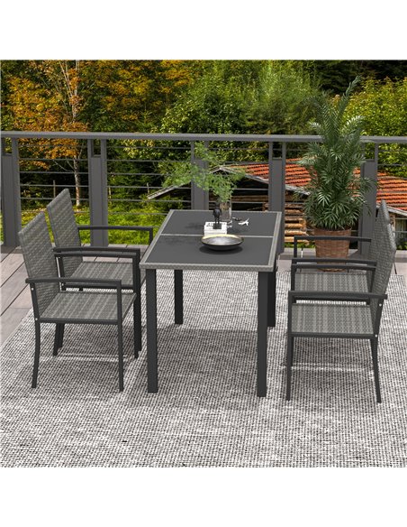 Outsunny Outdoor Dining Set 5 Pieces Patio Conservatory with Tempered Glass Tabletop,4 Dining Chairs - Grey 861-094V00GY - pic 46090 | FastDaddyshop